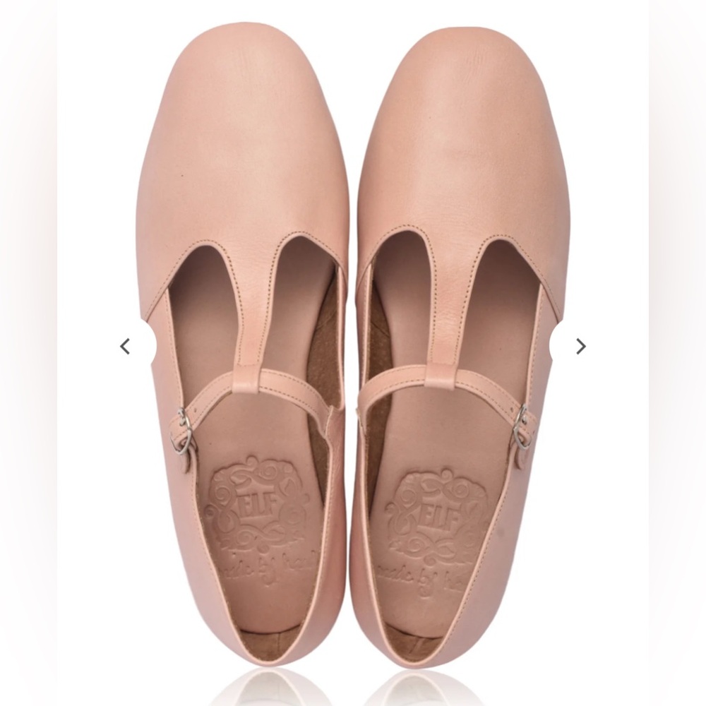 ELF Bali Elf Women’s Mary Jane Leather Flats Vintage Beige Size 8.5 NIB - Picture 2 of 5